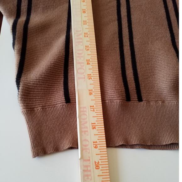 Magaschoni Womens Size M Brown Black Stripes Mock Neck Sweater Pullover - Picture 7 of 7